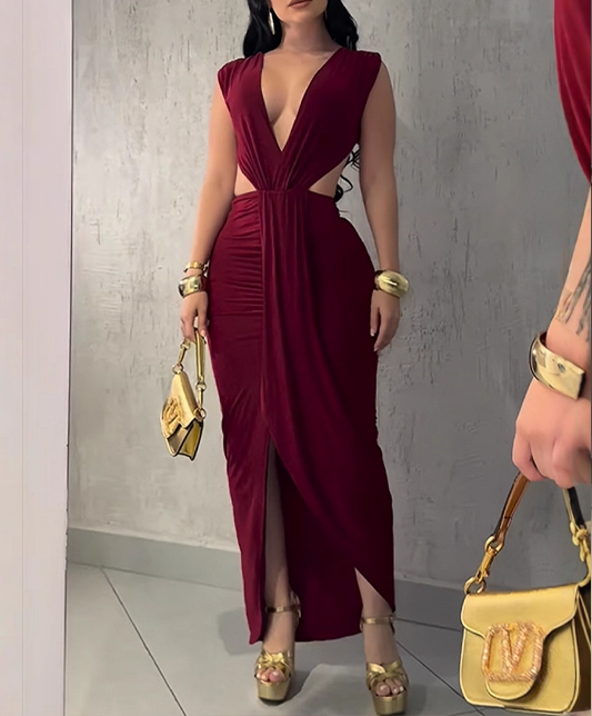 High-Waisted Sleeveless Halter Neck Backless Long Fashion Dress (Pre-Sale)