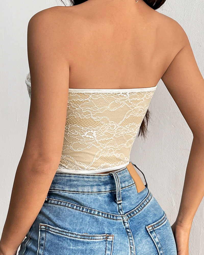 Lace Front-Button Corset