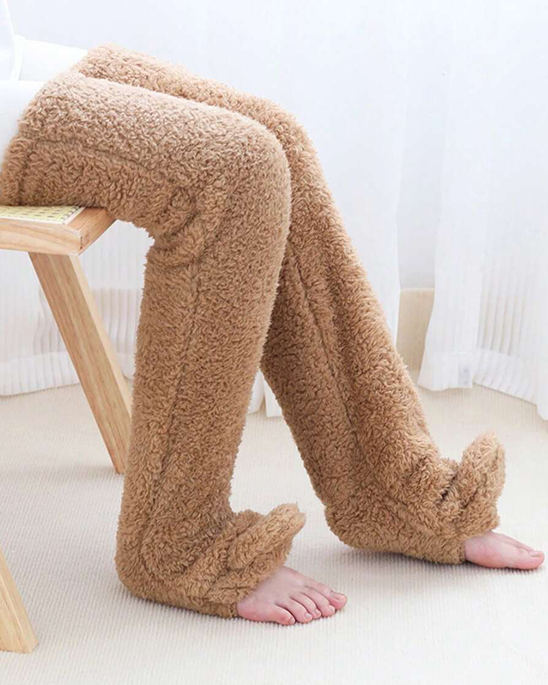 Fuzzy Legs Sock Slippers-Curvy-Faja