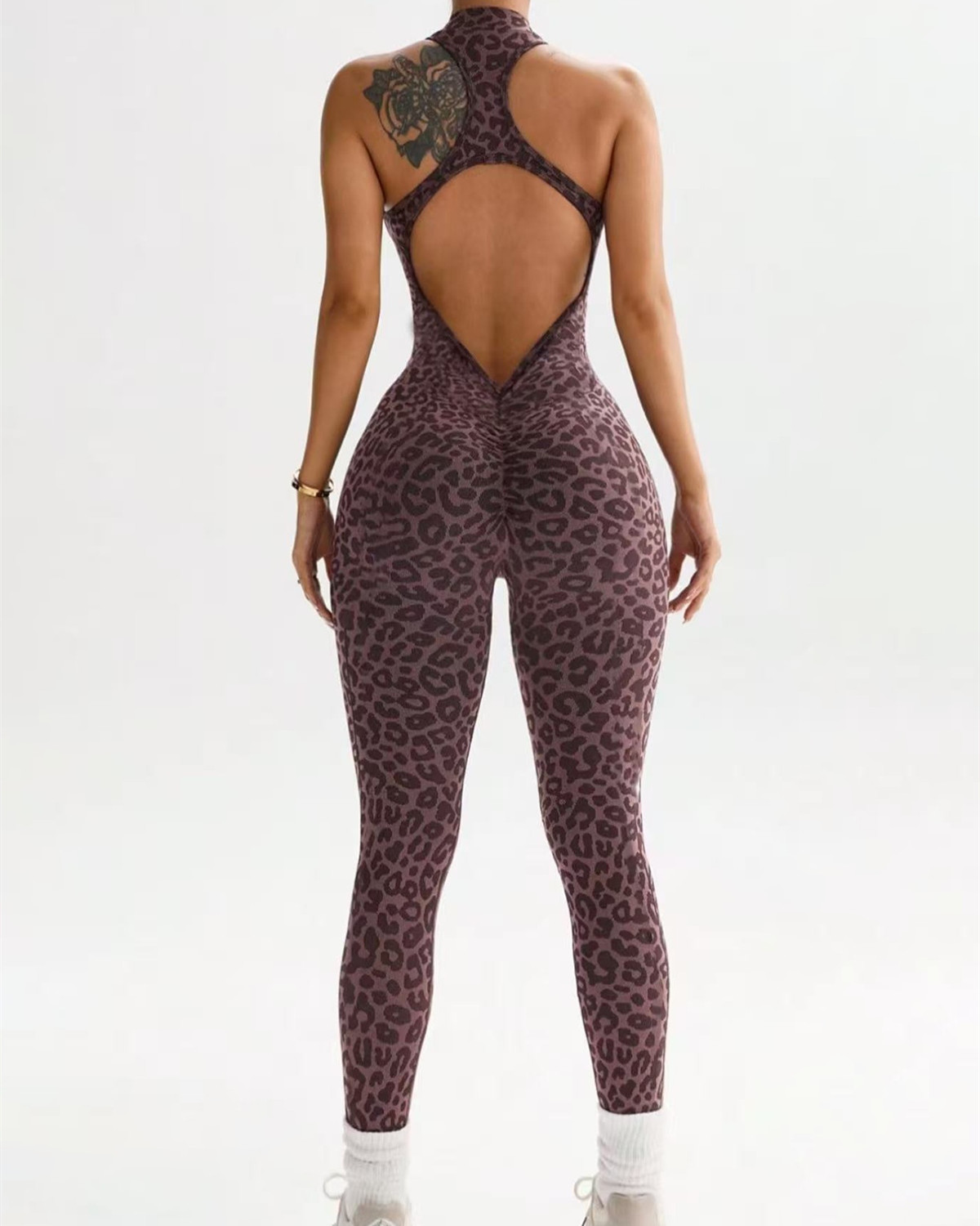 Sexy Leopard Print Yoga Jumpsuit