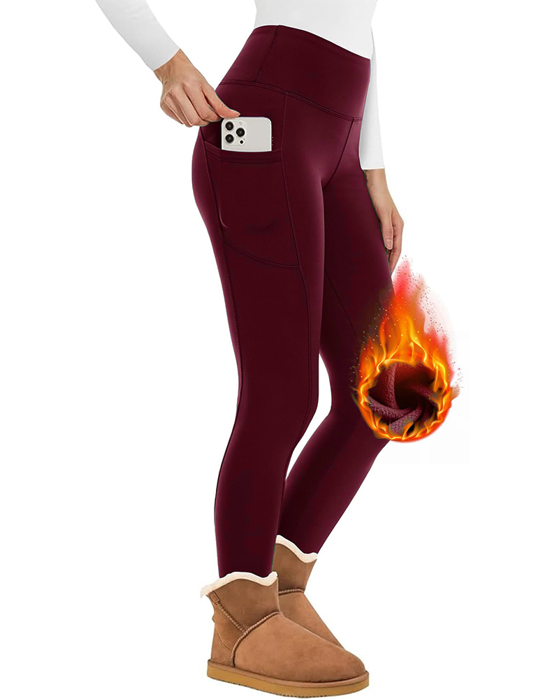 Thickened Fleece Leggings-Curvy-Faja
