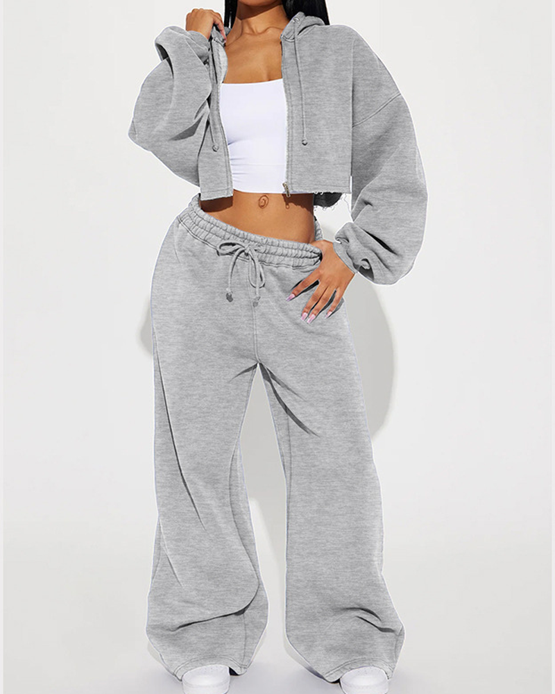 Fleece Fashion Long-Sleeved Sports Casual Sweatshirt Set