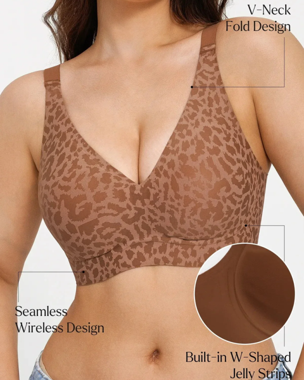 Seamless Wireless Jelly Leopard Contour Minimizer Support Bra(Pre-Sale)