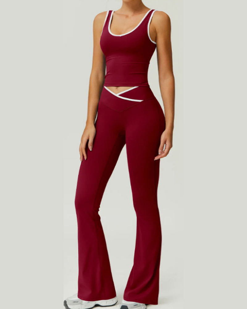Cross-Over High-Waisted Flared Yoga Set