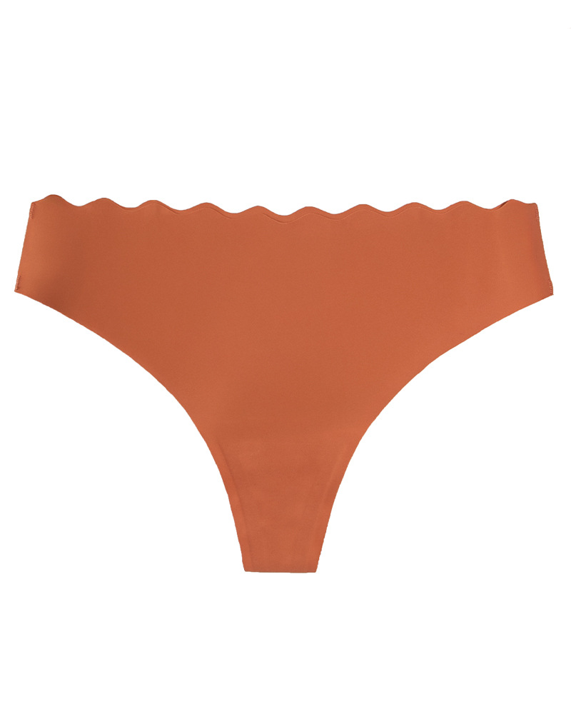 One-Piece Seamless Solid Color Hollow-Out Wave Waistband For Valentine's Day