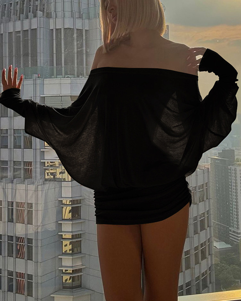 Off-The-Shoulder Ruched Bodycon Dress