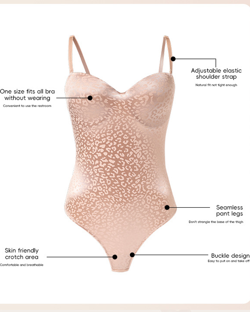 Leopard Print Braless Tummy Control Shapewear