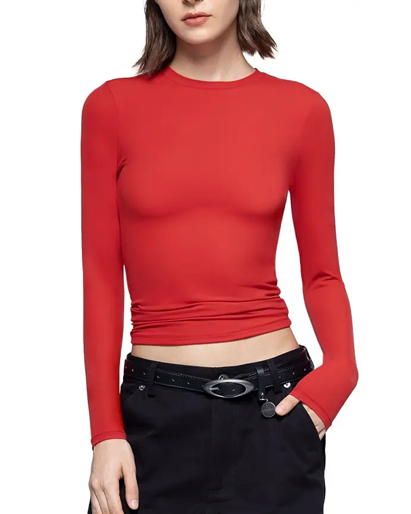 Basic Soft Comfort Crew Neck Slim Fit Long Sleeve Top