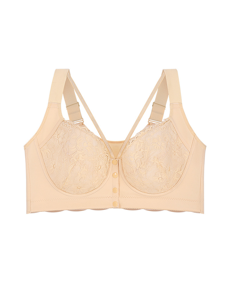 Adjustable Shoulder Straps Lace Front Clasp Plus Size Bra