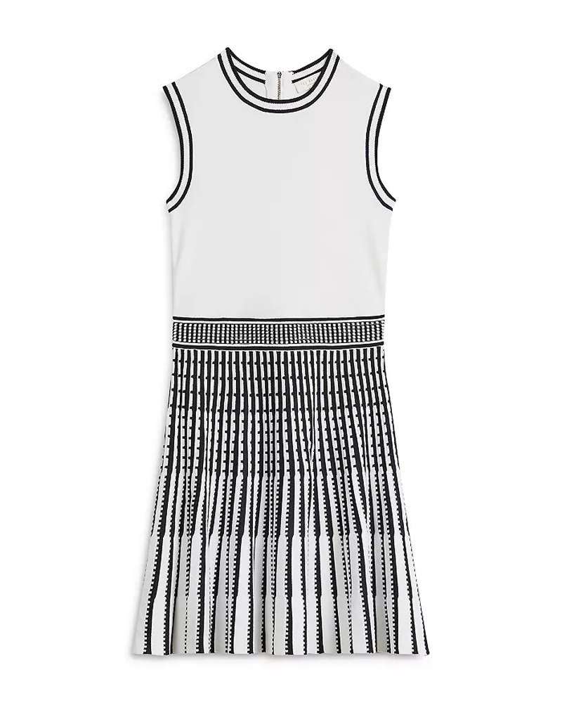 Black And White Color-Blocked Sleeveless Knit Dress (Pre-Sale)