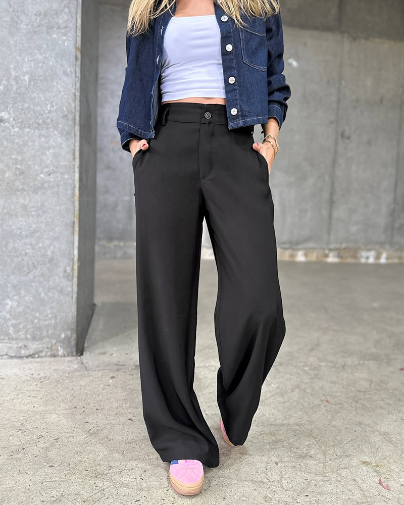 Drape Casual Suit Trousers-Curvy-Faja