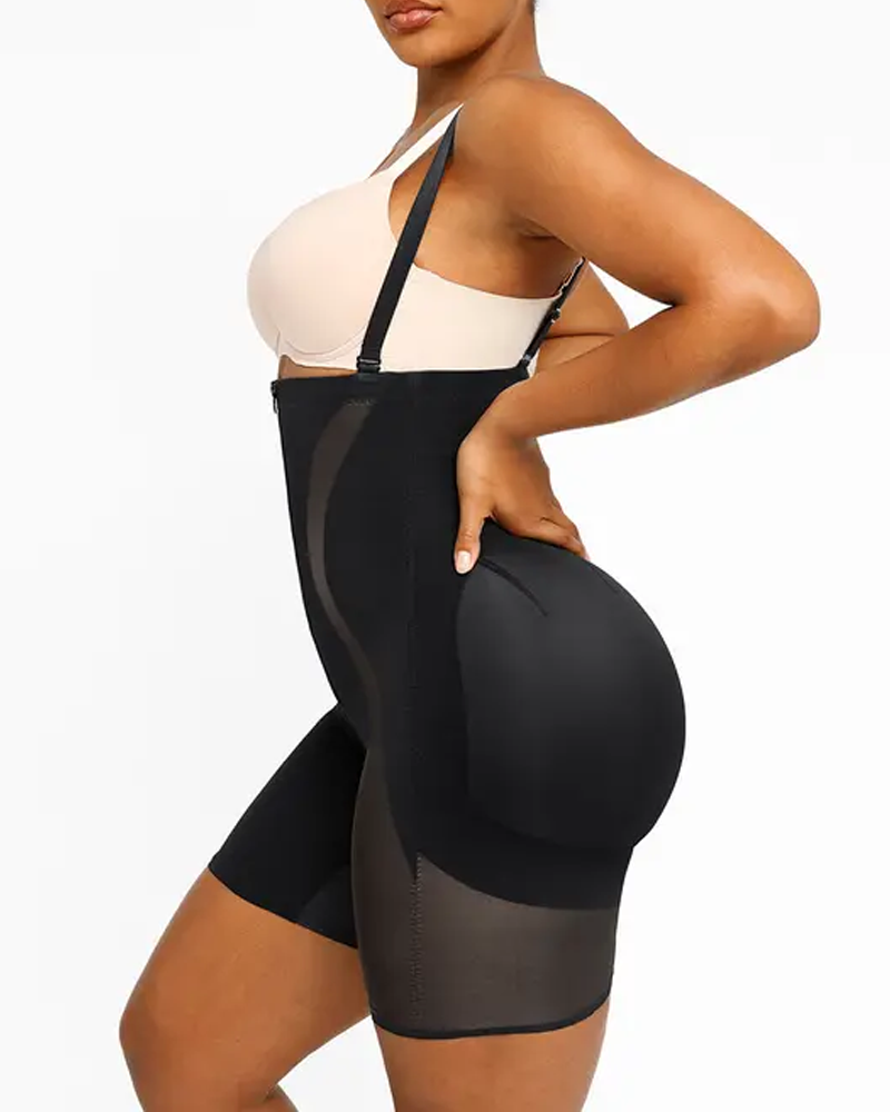 Tummy-Tightening Hip-Lifting Detachable Non-Slip Shoulder Straps High-Elastic Body-Shaping Pants-Curvy-Faja