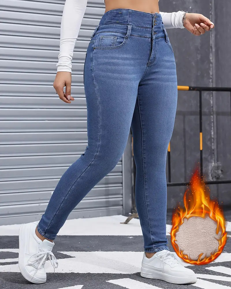 Fleece-Lined Stretch Skinny Jeans