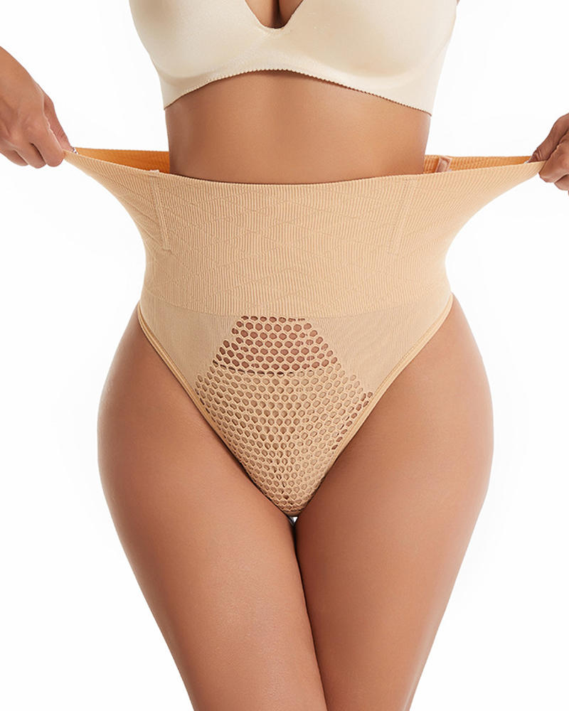 Hollow-Out High-Waisted Thong For Tummy Control Hip Lifting