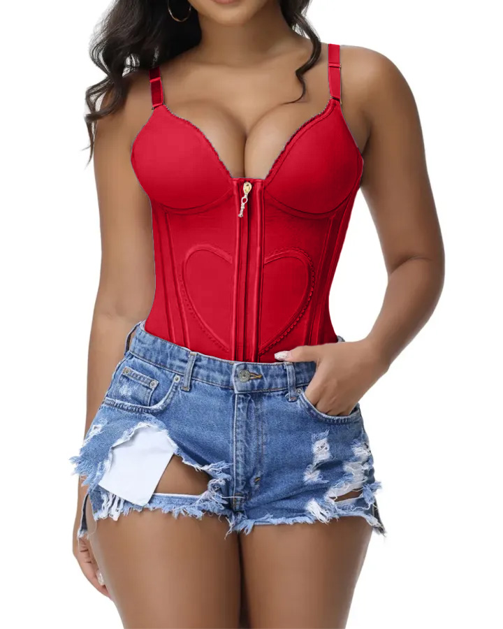 Women's Waist-cinching Black Tummy-control Bustier Tank Tops