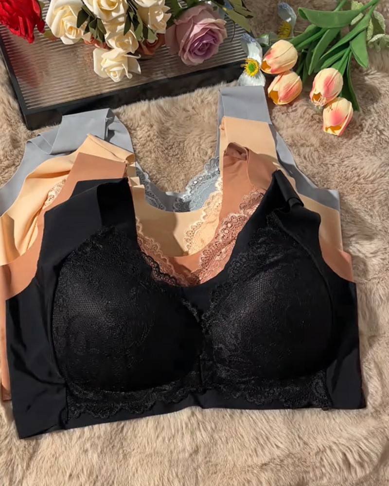 Front Clasp Lace Bra-Curvy-Faja