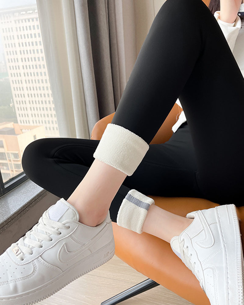 Lamb Fleece Hip Lift Stretch Leggings