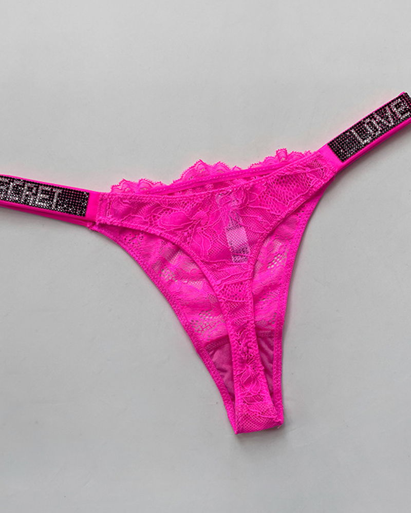 Rhinestone Sexy Lace Thong