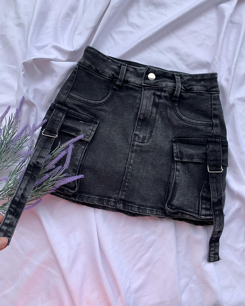 Workwear Denim Shorts Skirt (Pre-Sale)