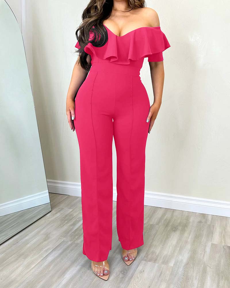 V-Neck Peplum Sexy Waistline Romper