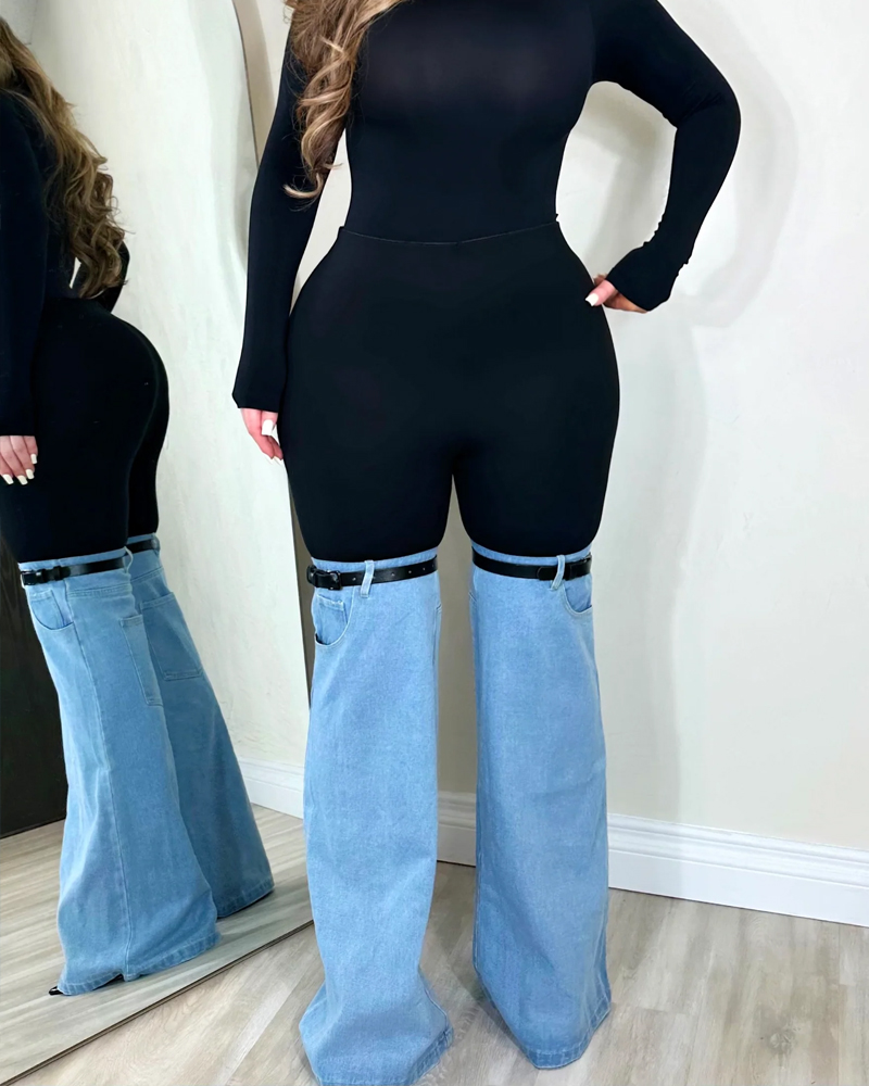 Stylish Patchwork Jeans-Curvy-Faja