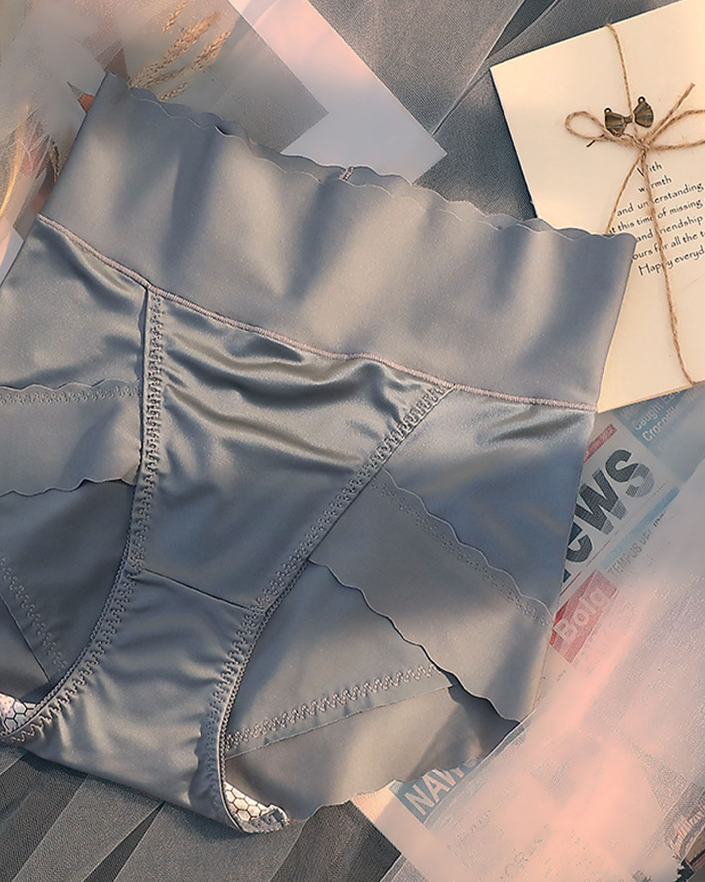 High-Waisted, Hip Lift Satin Fashion Panties