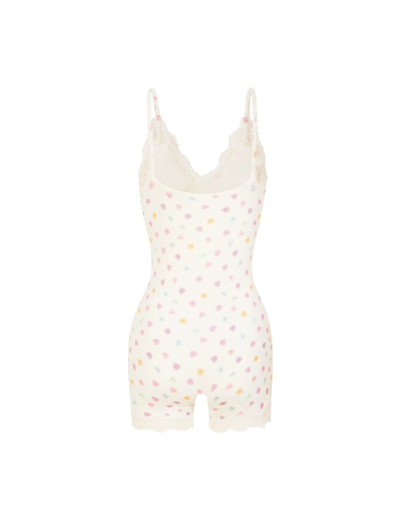 Sexy Bodysuit With Lace Trim And No Bra Cups-Curvy-Faja