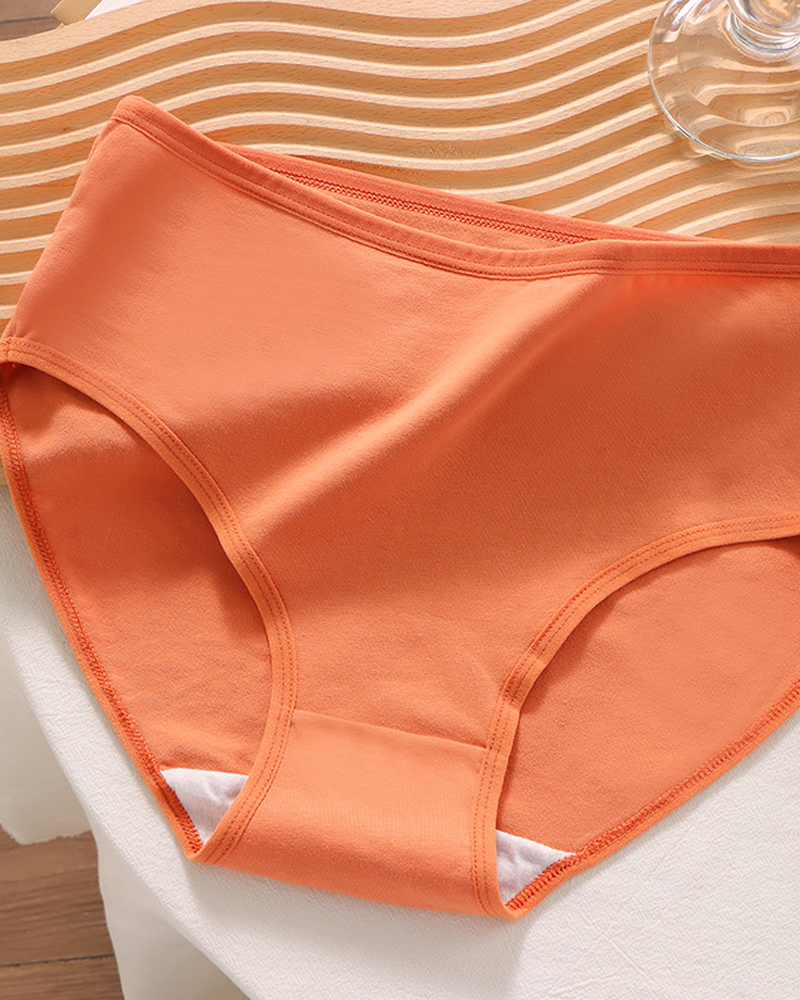Candy Solid Color Cotton Briefs-Curvy-Faja