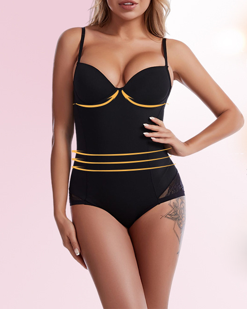 Lace Tummy Shaping Body Shaping Bra Deep V Body Shaping Bodysuit-Curvy-Faja