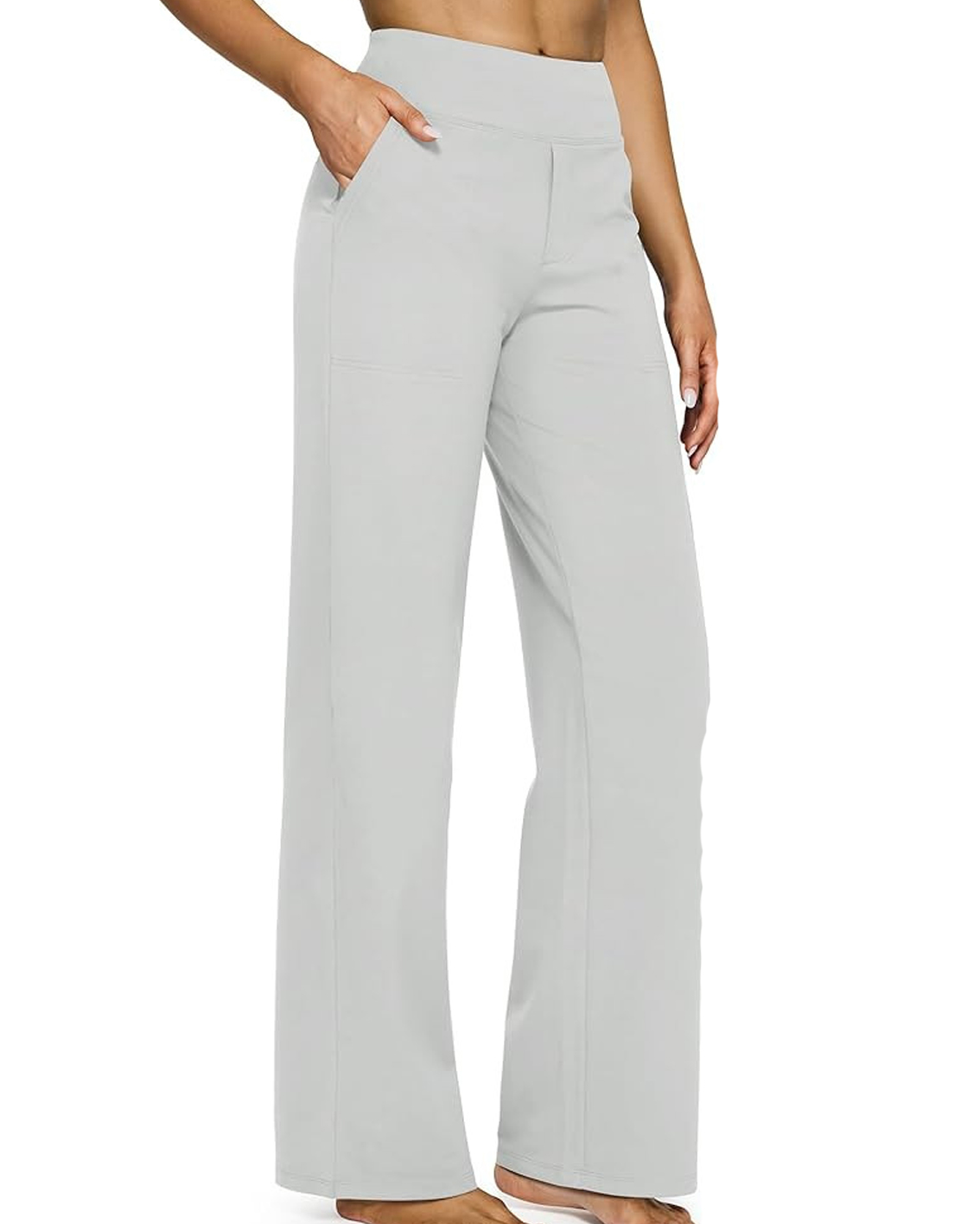 Casual High-Waisted Straight-Leg Yoga Pants with Loose Pockets