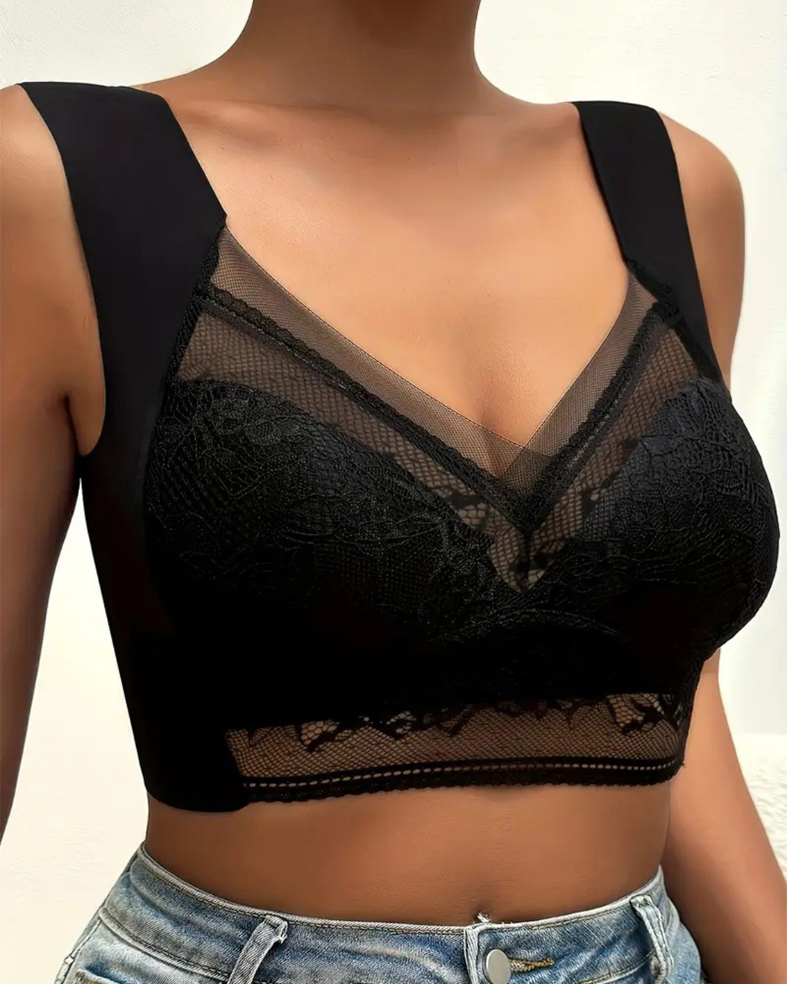 Lace Beautiful Back Bra Vest Style Push Up Underwear