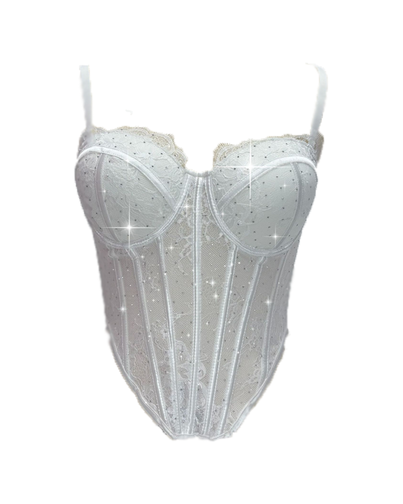 Sparkle Lace Boned Corset Camisole