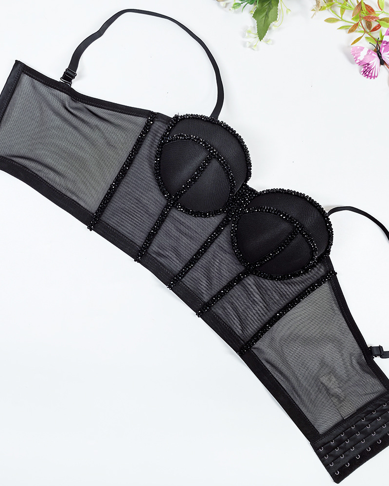 Sexy Beaded Fishbone Halter Corset