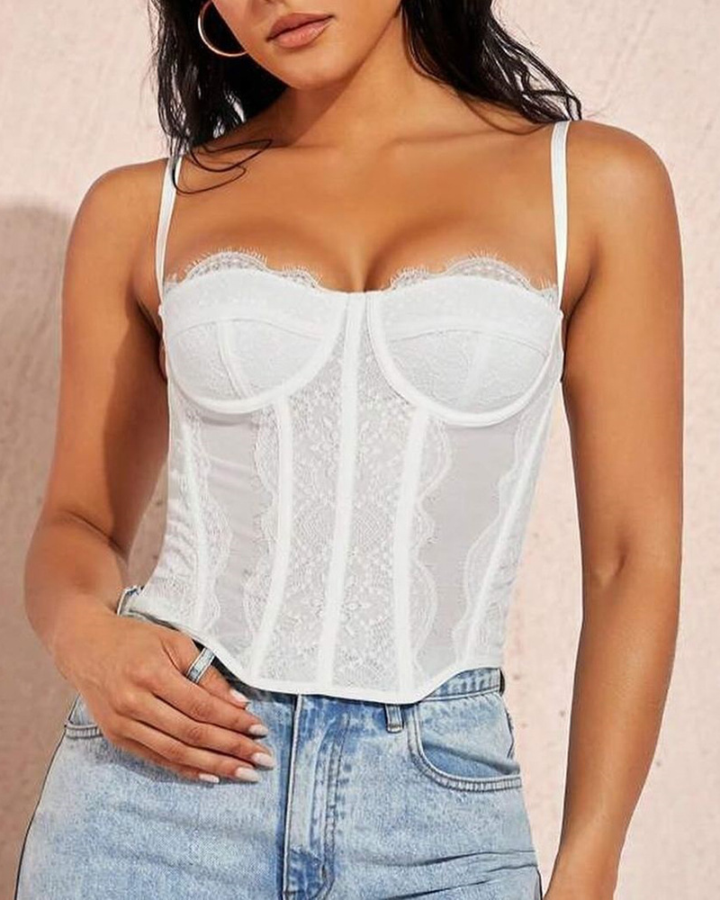 Lace Sexy Cutout Camisole Top-Curvy-Faja