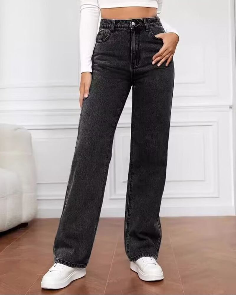 Casual Loose Straight Jeans-Curvy-Faja