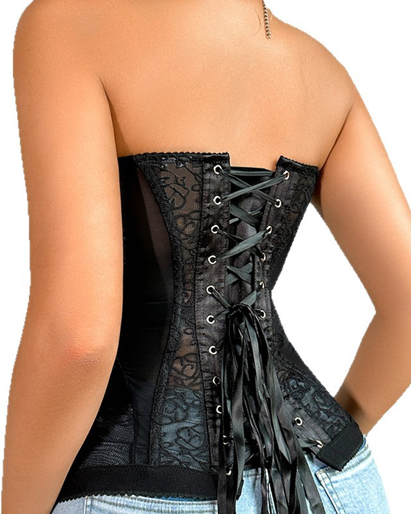 Vintage Lace Strapless Shaping Corset-Curvy-Faja