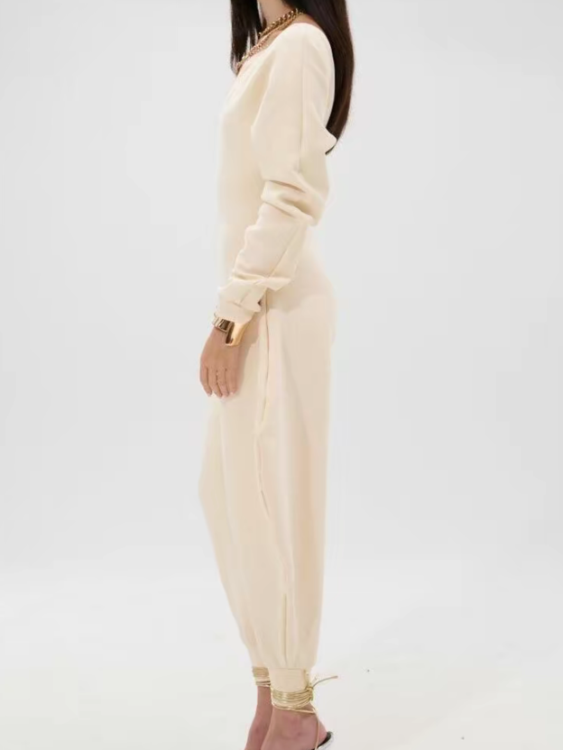 V-Neck Sexy Slim Long-Sleeved Jumpsuit-Curvy-Faja