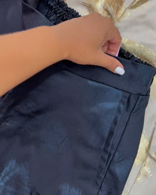 Metallic Loose Trousers-Curvy-Faja