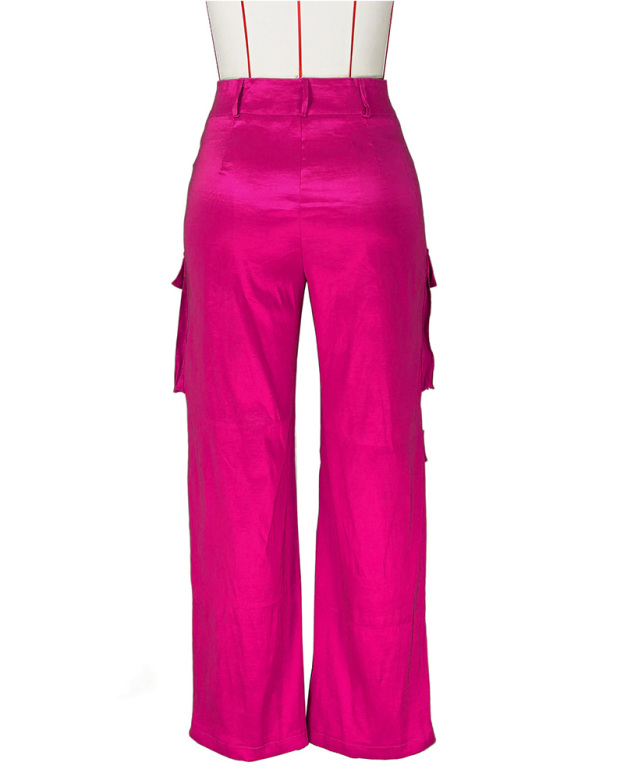Satin Cargo-Style Trousers