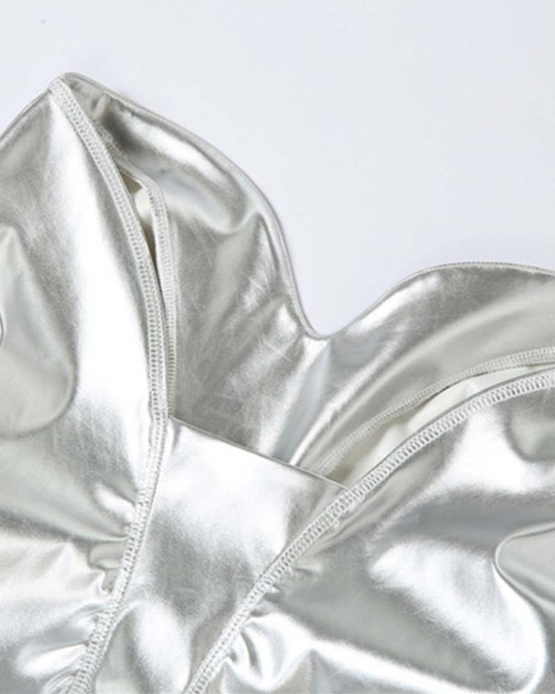 Fashion Pleated Faux Leather Sexy Pants