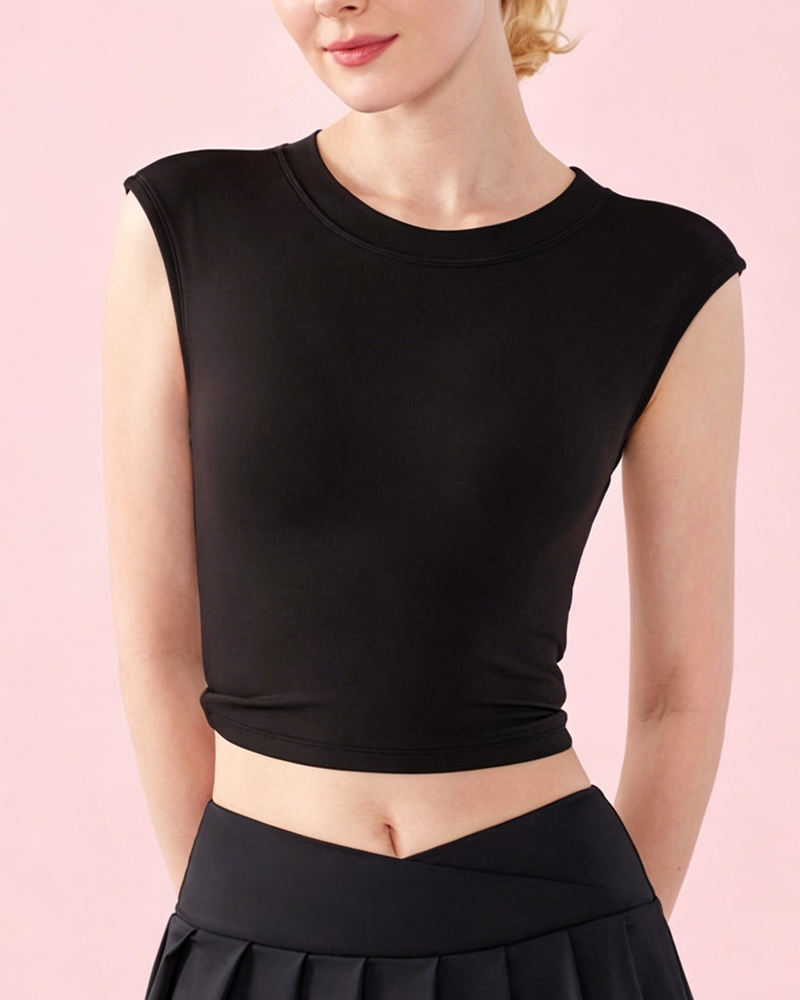 Crisscross Back Shaping Workout Top with Built-In Bra