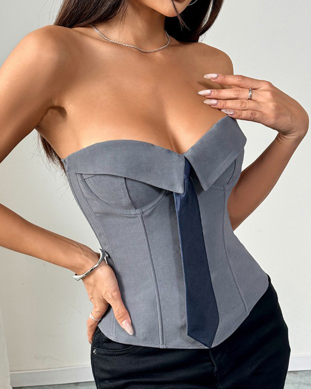 Bandeau Tie Slimming Corset Top-Curvy-Faja