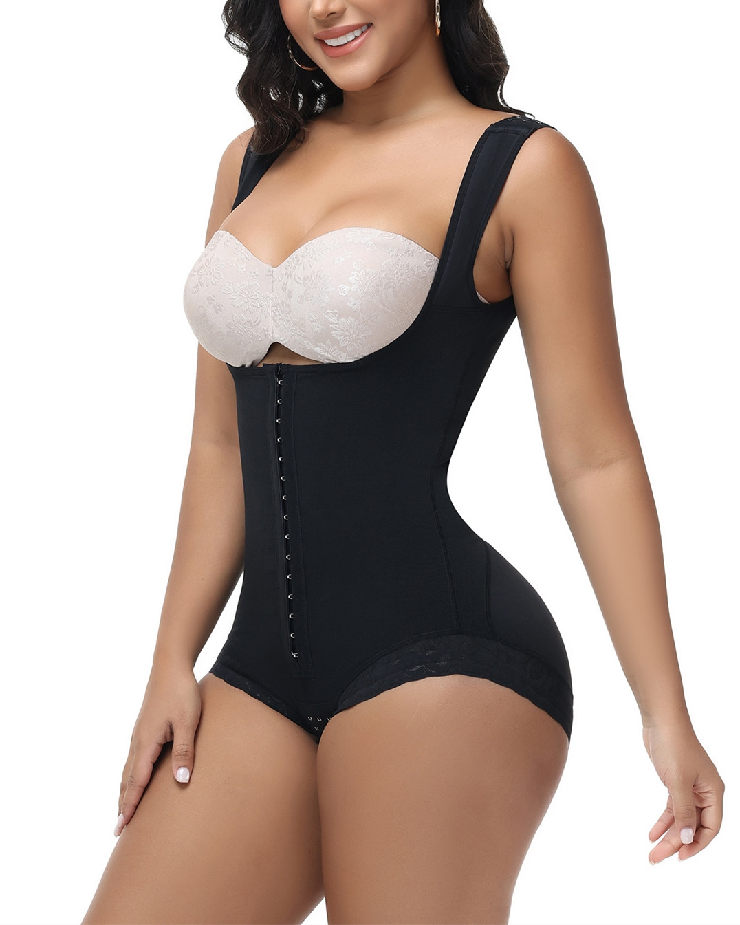 2025 Curvy-Faja Button Down Bodysuit Shapewear - Tummy Control Thong Bodysuit with Snap Closure