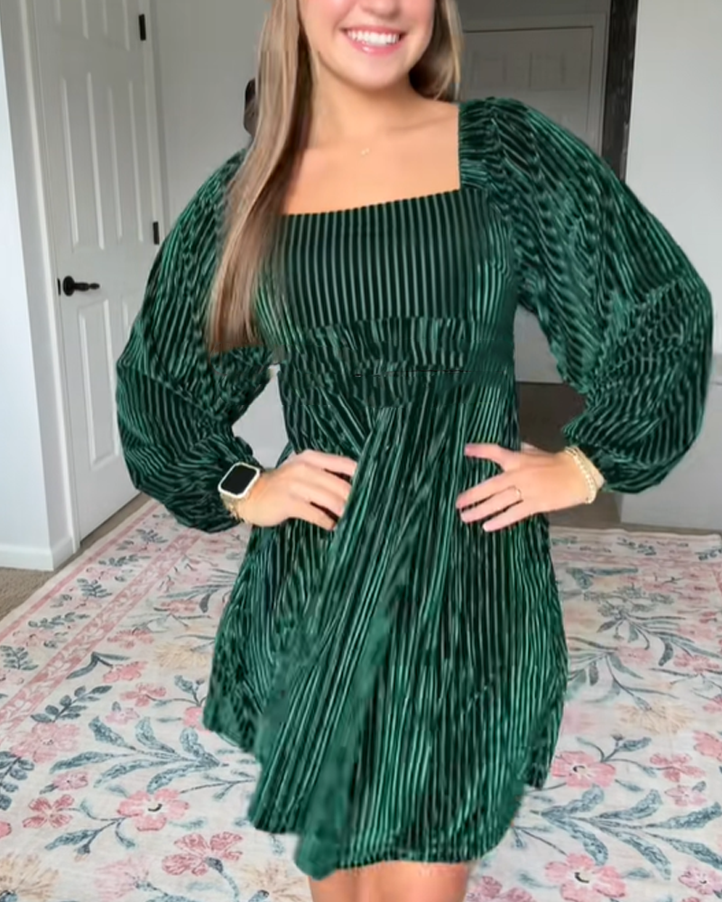 Christmas Date Dinner Elegant Loose Velvet Square Neck Dress