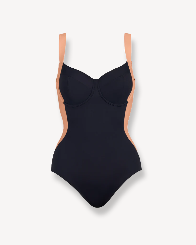 Underwire Lace-Up Back Shapewear One-Piece Swimsuit（Pre-sale）