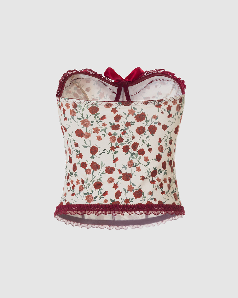 Retro Milk Silk Rose Butterfly Waist Corset