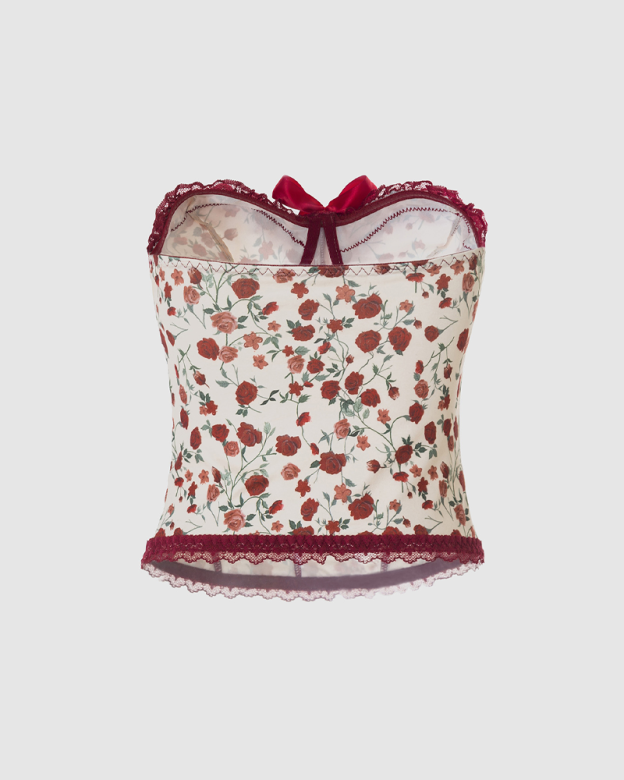 Retro Milk Silk Rose Butterfly Waist Corset
