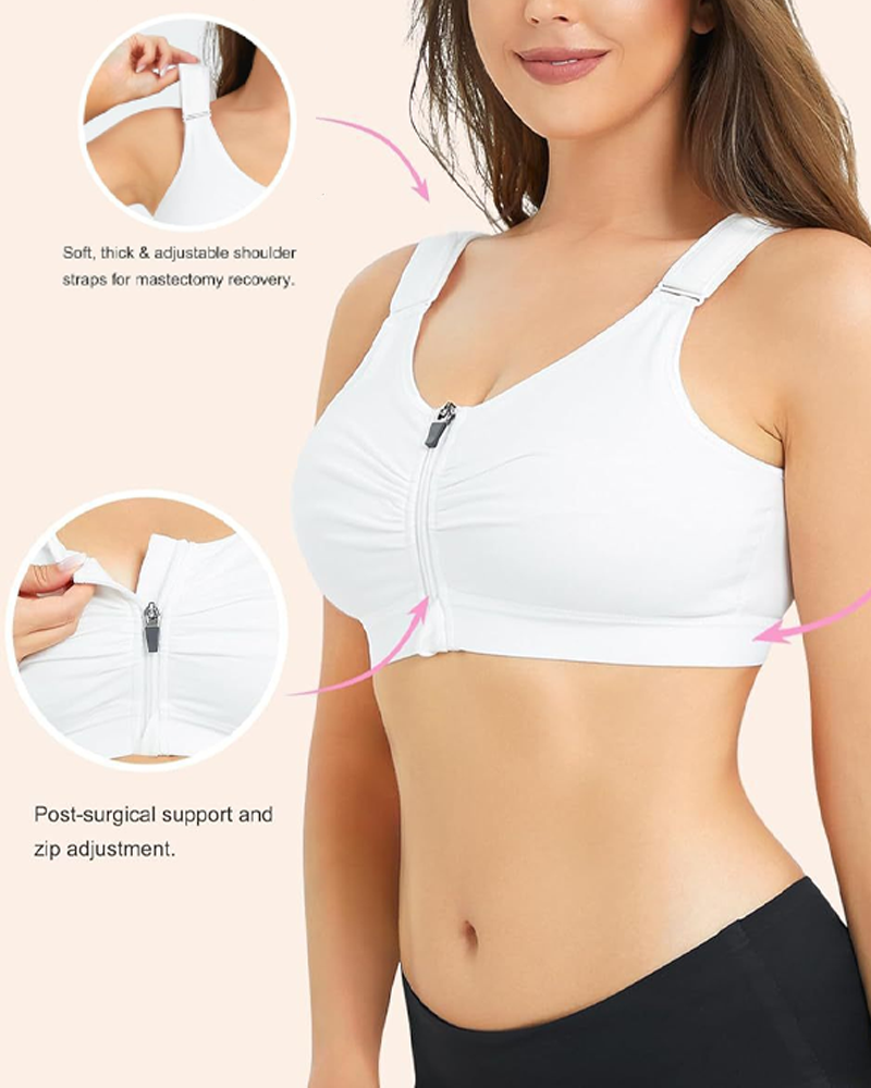 Zippered Push-Up Fitness Breathable Shaping Bra