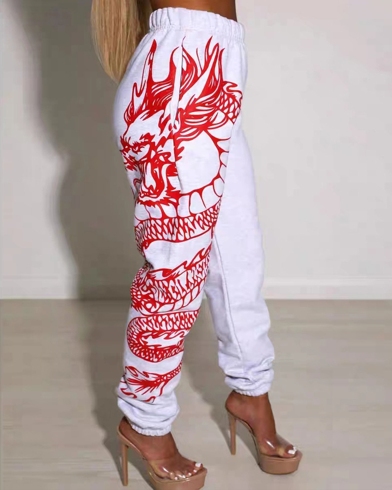 Fashion Printed Sports Casual Pants-Curvy-Faja
