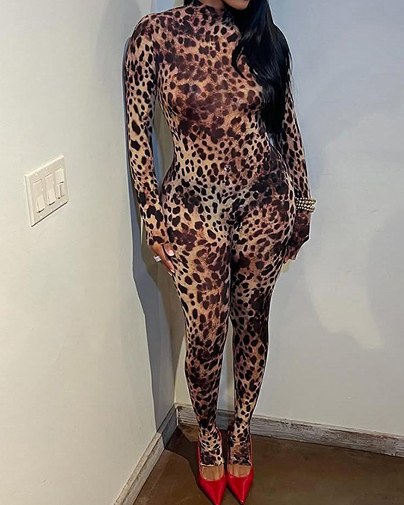 Leopard Print Sexy Jumpsuit-Curvy-Faja
